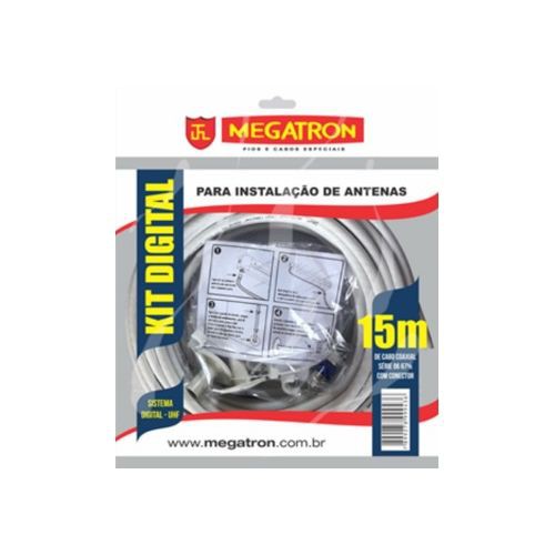 Kit Digital para Instalação de Antena 15 Metros RG6 com Conector 9943 - Megatron