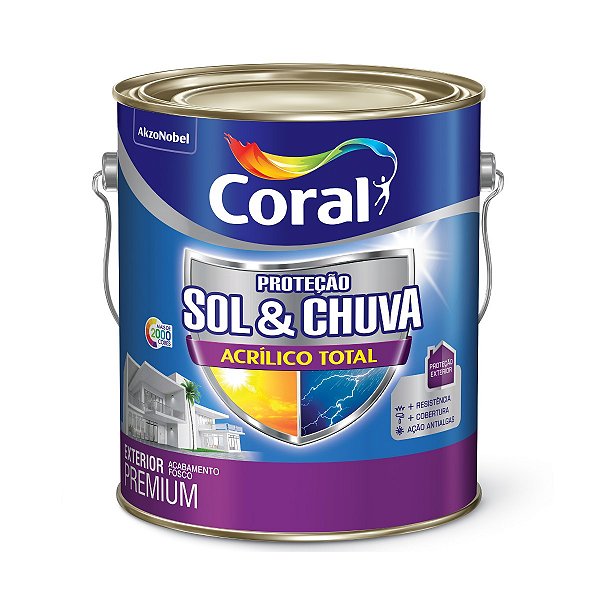 Tinta Sol e Chuva Fosca Acrílico Total Branco 3,6L Coral