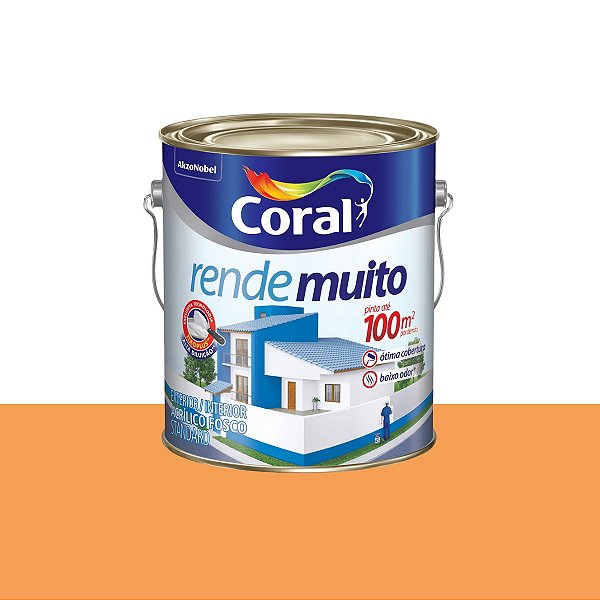 Tinta Acrílica Rende Muito Standard Fosco Laranja Cítrico 3,6L - Coral