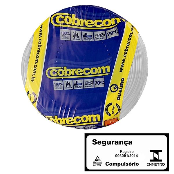 Cabo Flexível 4,0MM Branco Rolo com 100M Cobrecom