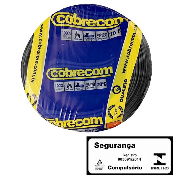 Cabo Flexível 4,0MM Preto Rolo com 100M Cobrecom