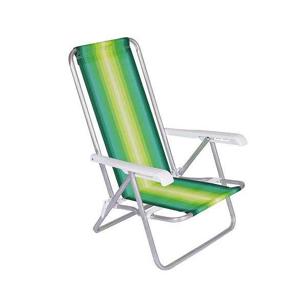 Cadeira Praia Aluminio Alta Reclinavel 4 Posicoes 2103 Sortidas Mor