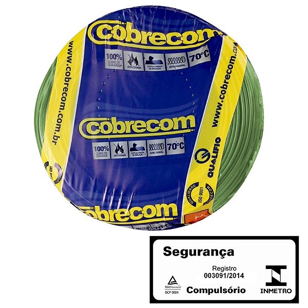 Cabo Flexivel  25,00MM Verde Rolo com 100M Cobrecom