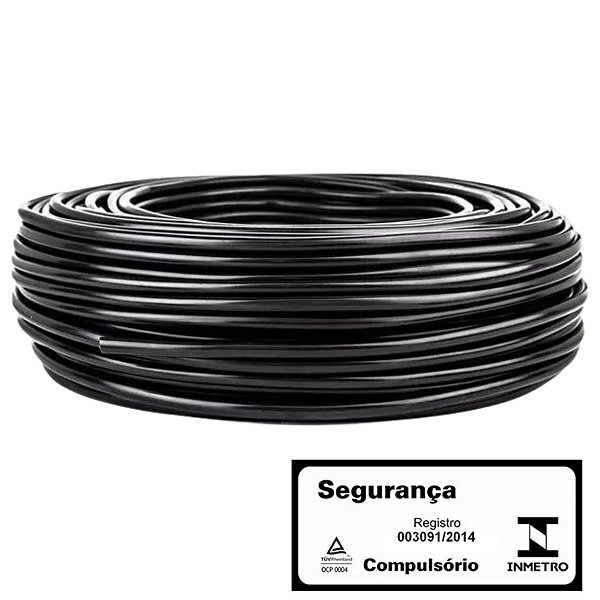 Cabo PP 2x1,00MM Preto Rolo com 100M Cobrecom