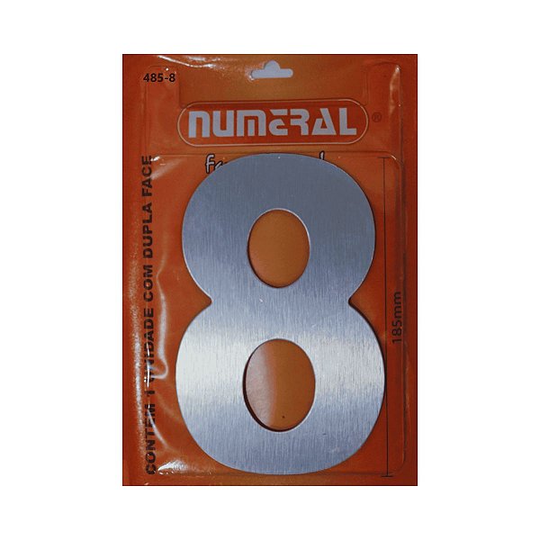 Numero Residencial Aco Escovado 8 125mm Numeral