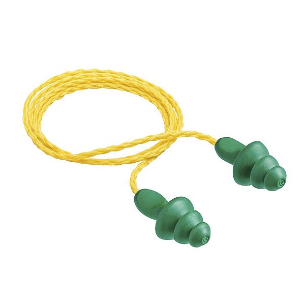 Protetor Auditivo Plug com Cordão 1290 Verde e Amarelo 3M