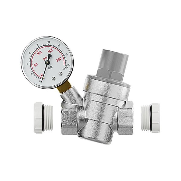 Válvula Redutora de pressão com Manômetro Integrado 1/2 E 3/4 330311 Blukit