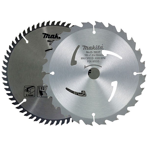 Kit Discos 185MM 24 e 60 Dentes para Serra Circular D-21406 Makita