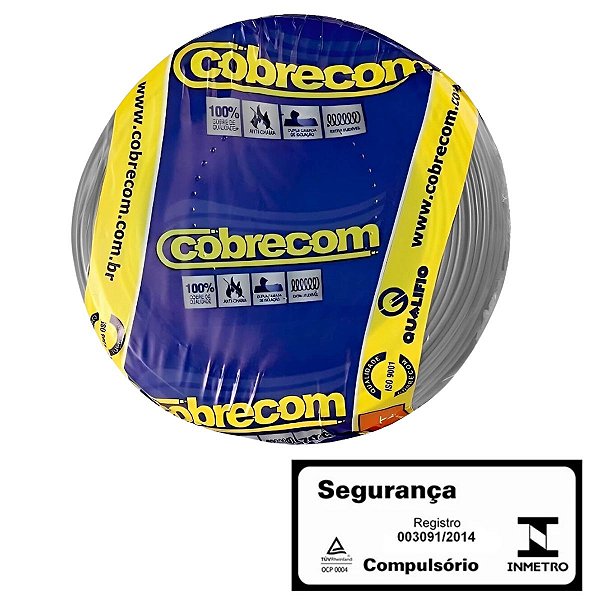 Cabo Flexível 6,00MM Cinza Rolo com 100M Cobrecom