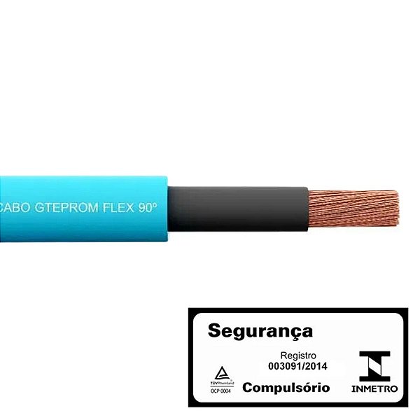 Cabo Flexível 10,00MM HEPR 1KV Azul Rolo com 100M Cobrecom