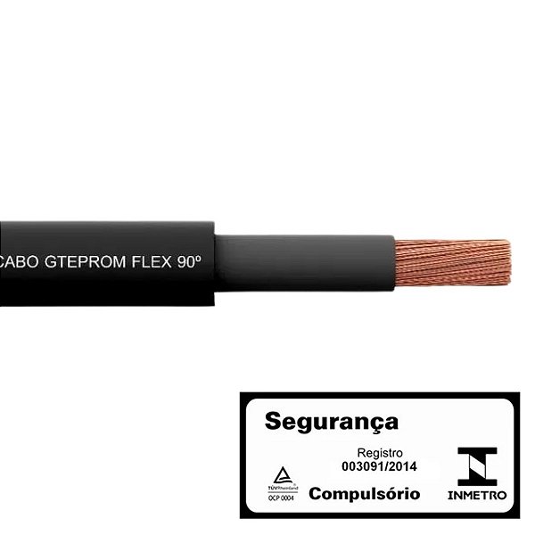 Cabo Flexível 16,00MM HEPR 1KV Preto Rolo com 100M Cobrecom