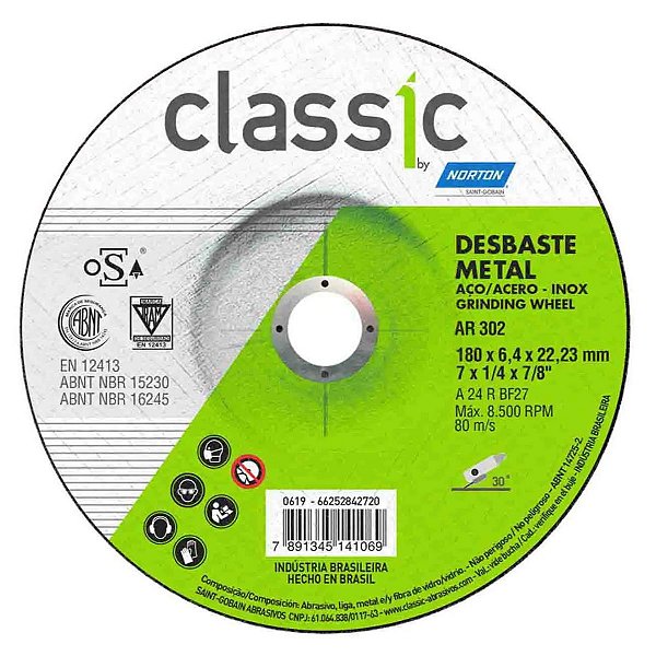 Disco Desbaste Classic BDA-600 7X1/4X7/8 Norton