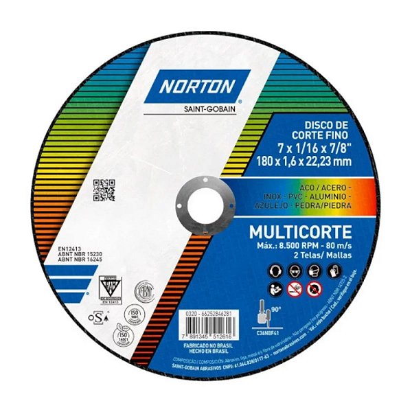 Disco de Corte Multicorte 7X1/16X7/8 Norton