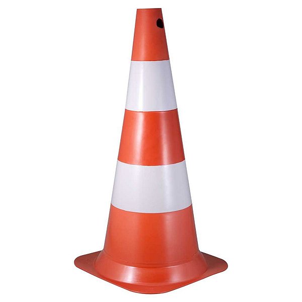 Cone de Sinalização Polietileno 75CM Branco/Laranja Vonder