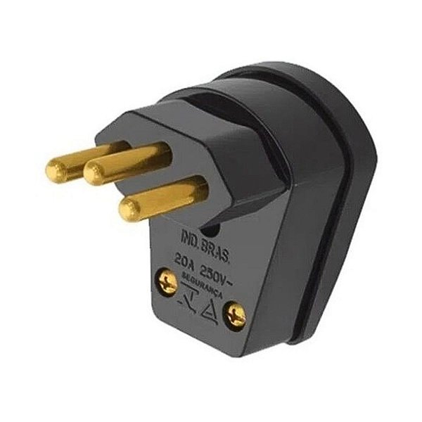 Plug Macho 90° Com Prensa Cabo 2p+t 20a Preto 1490 Fame