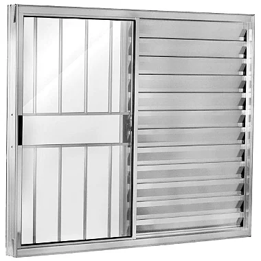 Janela Veneziana 100x100 3 Folhas Vidro Liso Alumínio Brilhante 5862 Esquadrisul