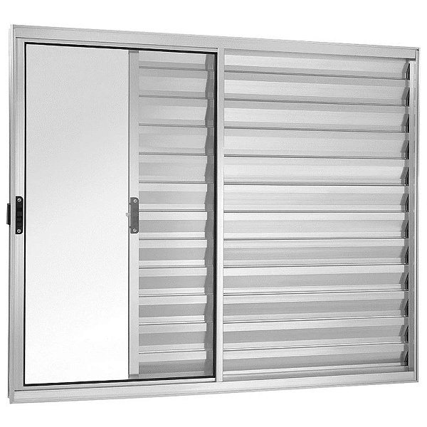 Janela Veneziana 100x150 3 Folhas sem Grade Vidro Liso Alumínio Brilhante 5991 Esquadrisul