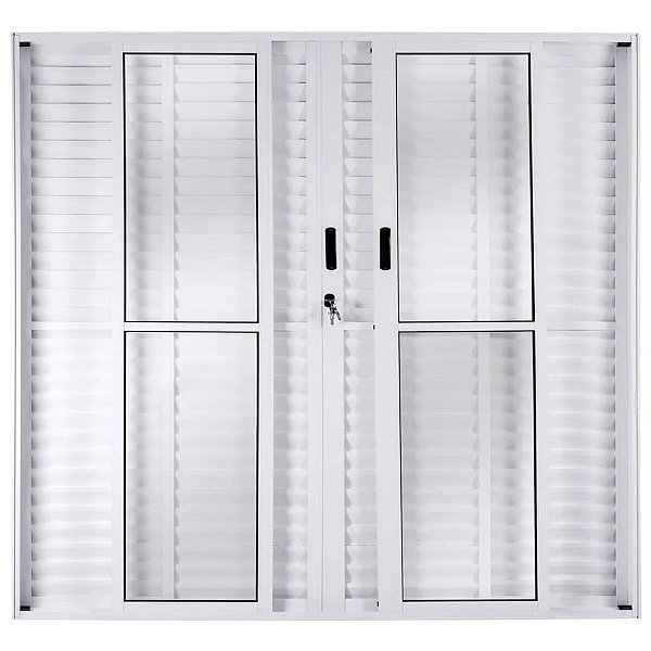 Porta Balcão Veneziana 210x200 6 Folhas Vidro Liso Alumínio Branco 6400 Esquadrisul