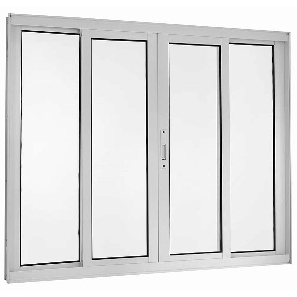 Janela de Correr 100x200 4 Folhas sem Grade Vidro Liso Alumínio Branco 5931 Esquadrisul