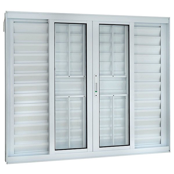 Janela Veneziana 100x120 6 Folhas com Grade Vidro Liso Alumínio Branco 5970 Esquadrisul