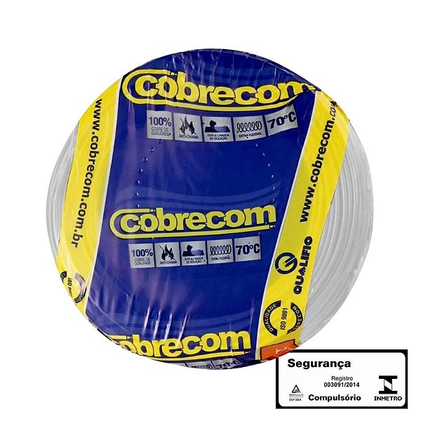 Cabo Flexível 4,0mm Branco Blister C/50m Cobrecom