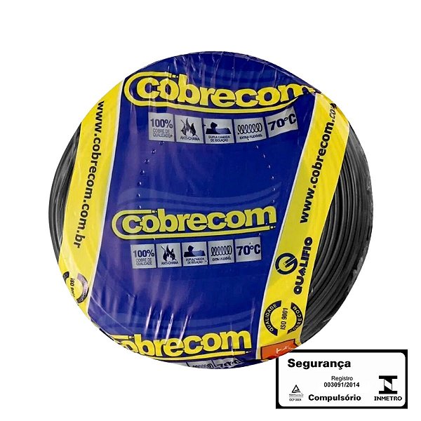 Cabo Flexível 4,0mm Preto Blister C/50m Cobrecom