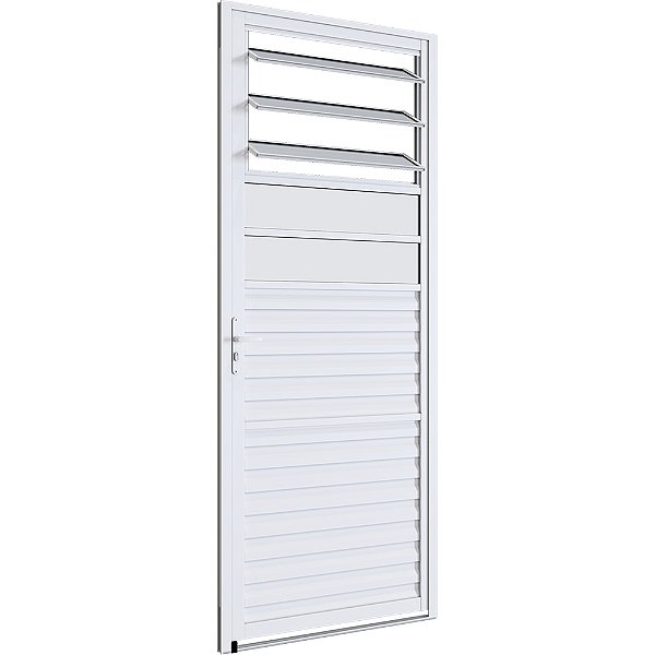 Porta Veneziana com Divisão Horizontal e Basculante 215X87 Alumínio - Branco PAVHBD VMB 7840105-2 Alumislim Sasazaki