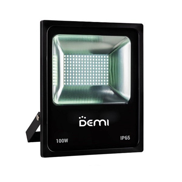 Refletor LED Demi 100W 6500K Luz Branca Bivolt Preto