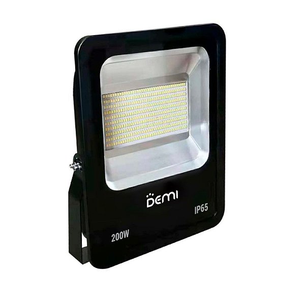 Refletor LED Demi 200W 6500K Luz Branca Bivolt Preto