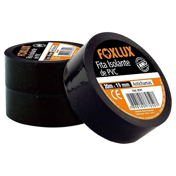 Fita Isolante 19mm x 10 Metros Preta Foxlux