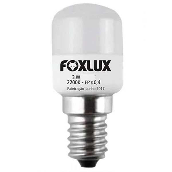 Lâmpada de LED para Geladeira 3W E-14 180 Lúmens Luz Amarela 220V Foxlux