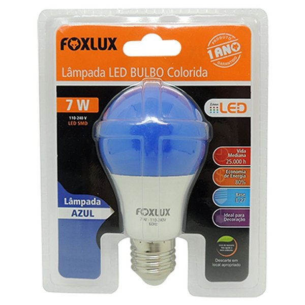 Lâmpada LED 7W Azul Bivolt Foxlux