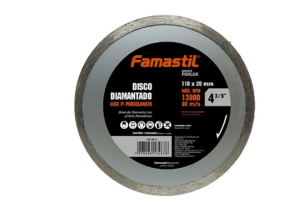 Disco Diamantado Liso Porcelanato 4.3/8'' Famastil