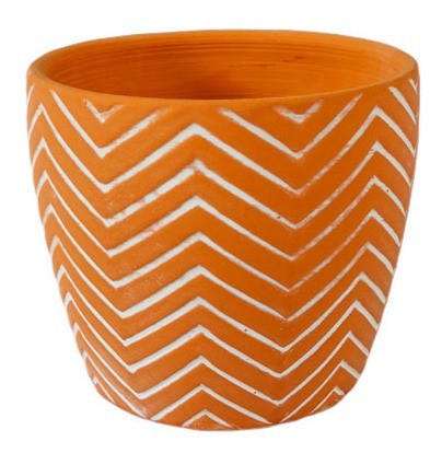 Cachepot De Cerâmica Terracota Zig e Zag 8 Cm