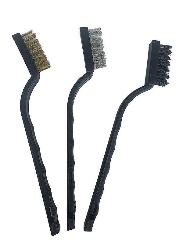 Escovas De Aço, Nylon e Latão Para Limpeza  - 1 Jogo Com 3 Peças
