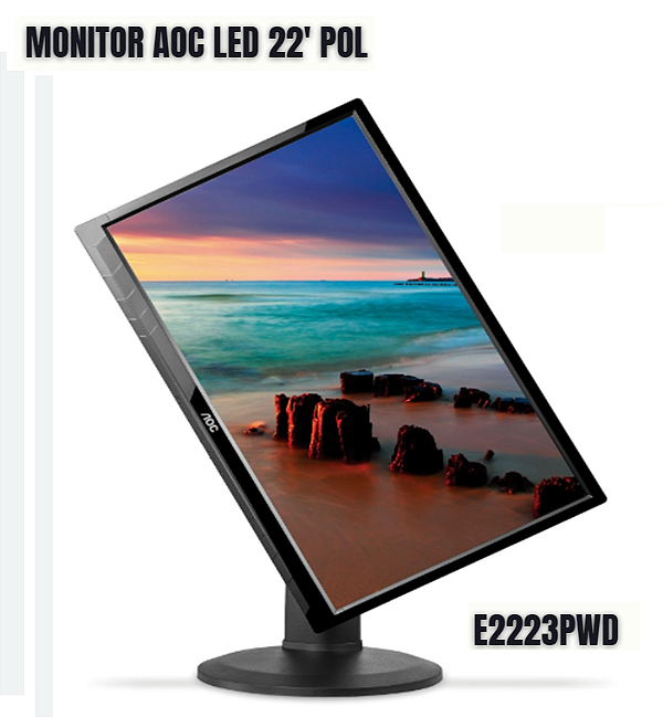 Monitor AOC Led E2223PWD  22' Polegadas  Widescreen  VGA  DVI  Semi Novo