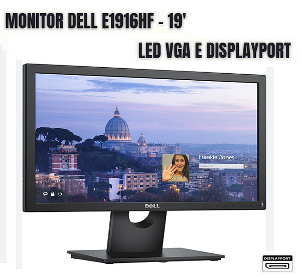 Monitor Dell E1916HF - 19' Polegadas - Widescreen - Led Vga , Displayport  Semi novo