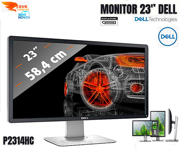 Monitor Dell P2314HC - 23' Polegadas - LED - Widescreen - VGA - DVI - Display Port - USB - Semi Novo