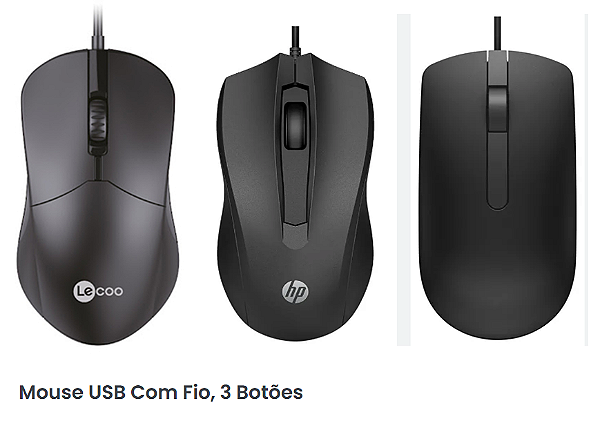 Mouse Usb com Fio 3 Botões - Semi Novo em Perfeito Estado
