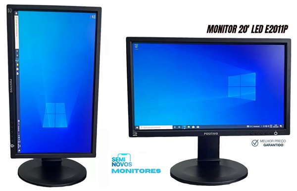 Monitor Positivo E2011P - 20' Polegadas - Led - Widescreen - VGA - DVI - Base Elevatória e Giratória