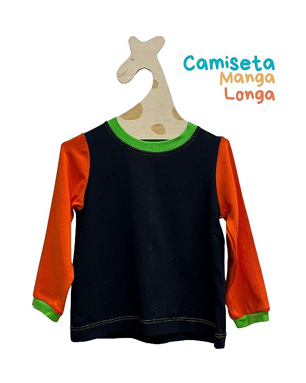 Camiseta Manga Longa Dino Cores Preta