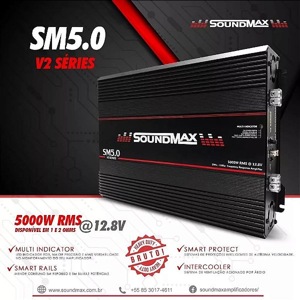 Módulo Amplificador SoundMax SM 5.0 V2 5000 rms 1 canal