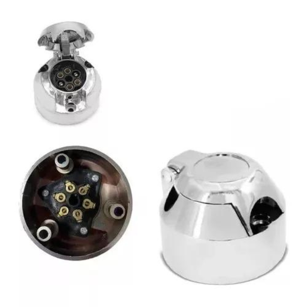 tomada para Engate Carro Carretinha Femea Cromo 6 Vias