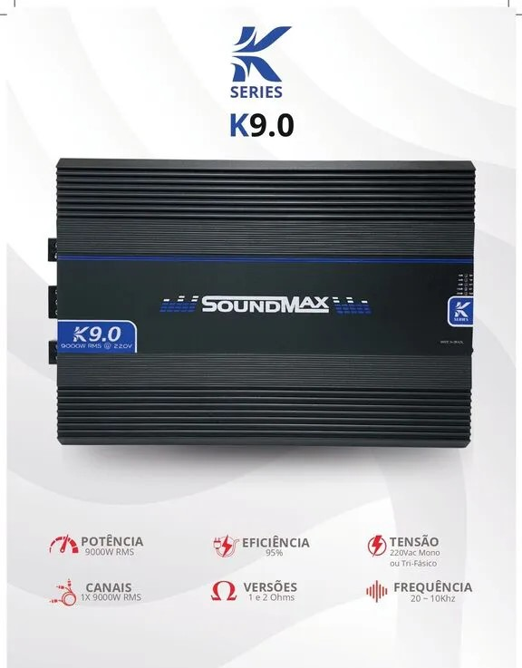 Amplificador Soundmax Linha K K9.0 9000rms 1 Ohms 220v
