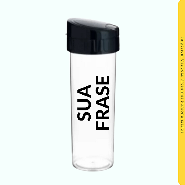 Garrafa Transparente Tampa Preto 450ml