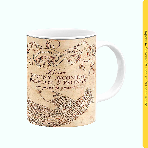 Caneca Branca Lisa 325ml - Mapa do Maroto