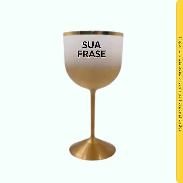Taça Gin Acrílico Dourado com Borda Dourada 580ml