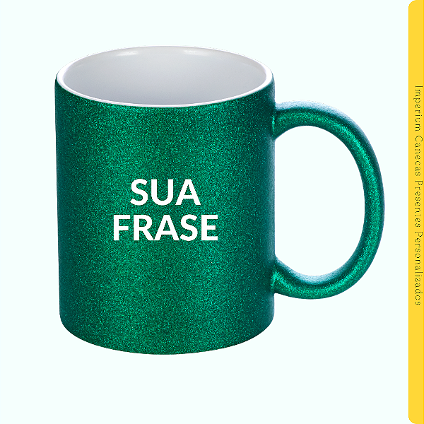 Caneca Glitter Verde 325ml