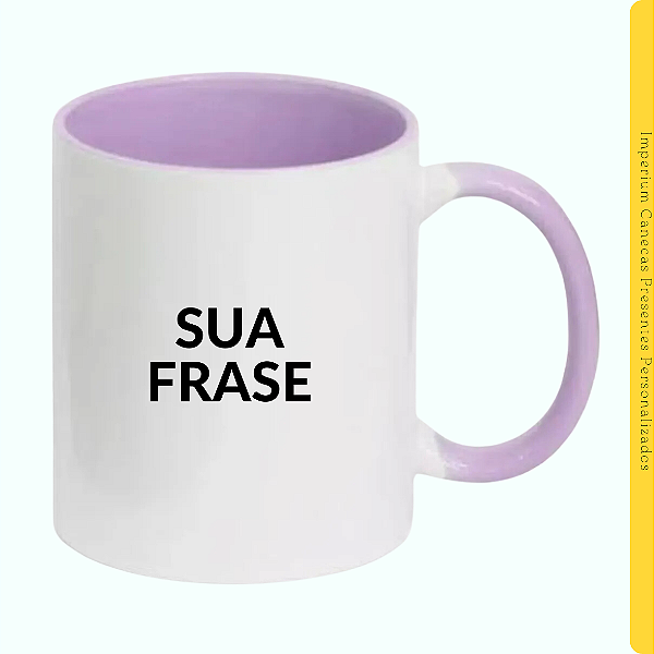 Caneca Branca Alça e Interior Lilás Lisa 325ml