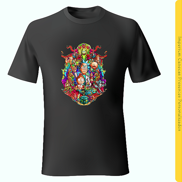 Camiseta Preta - Ricky and Morty